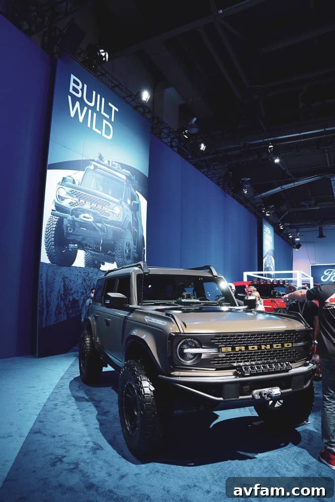 Custom Ford Bronco at SEMA Customized Ford Bronco showcasing both aesthetic and functional modifications at SEMA