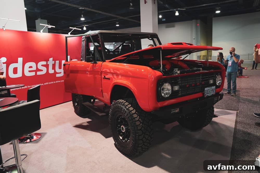 Custom Ford Bronco at SEMA Show-quality Ford Bronco with a unique color pallet and premium aftermarket parts at SEMA