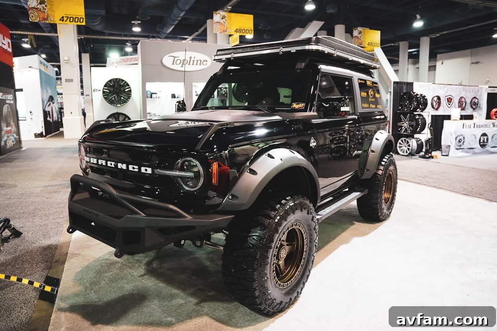 Custom Ford Bronco at SEMA Artistic Ford Bronco concept with innovative design elements and custom features at SEMA