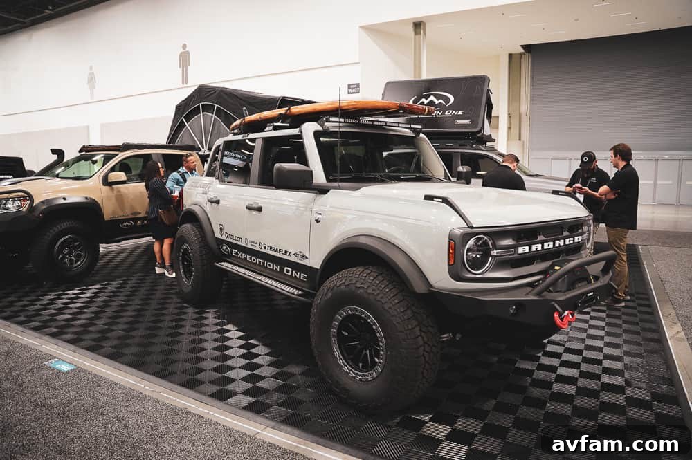 Custom Ford Bronco at SEMA Customized Ford Bronco with integrated winches and recovery gear at SEMA