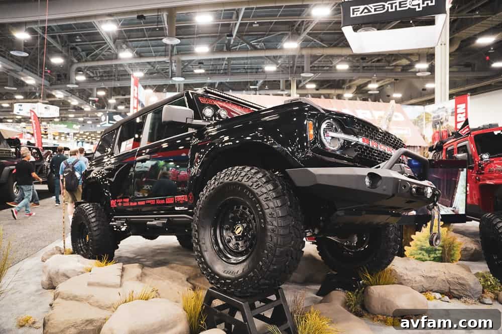 Custom Ford Bronco at SEMA Two-door Ford Bronco concept with extreme articulation at SEMA
