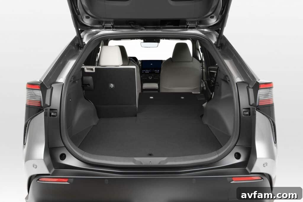 Generous trunk space of the Toyota bZ4X electric SUV