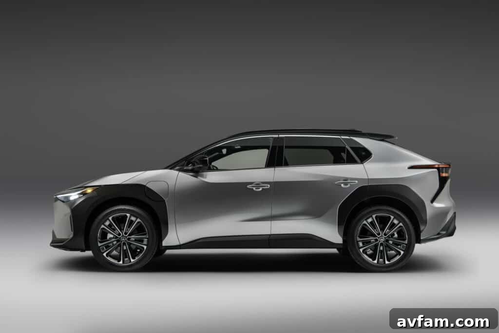 Distinctive and bold exterior design of the Toyota bZ4X