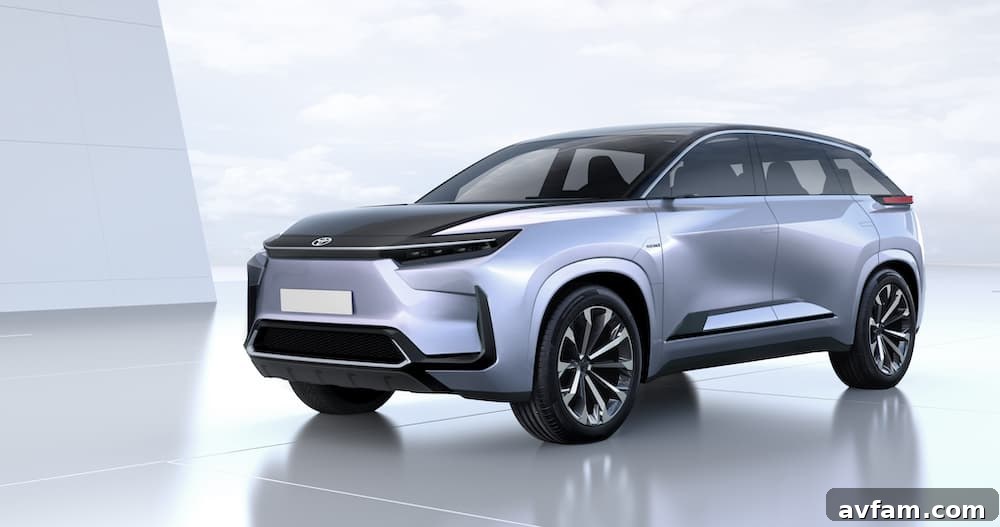 Toyota electric sports car concept, showcasing performance potential