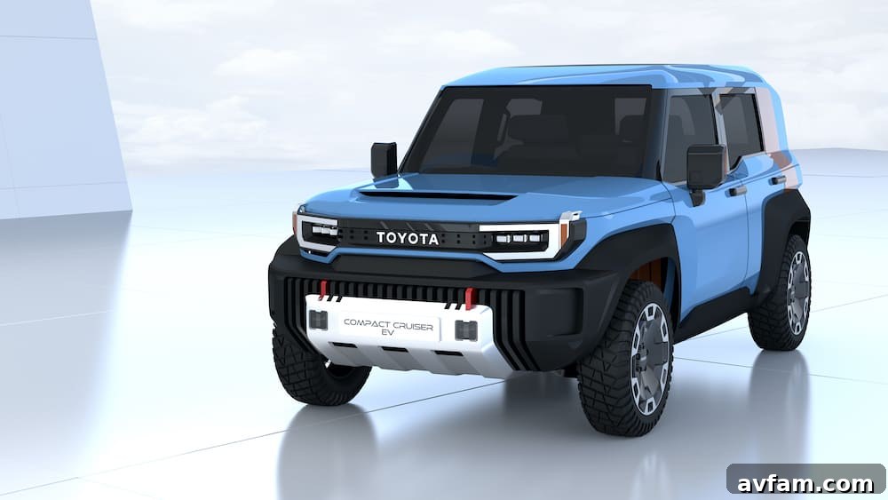 Another perspective of Toyota's electric pickup concept, showing its utility