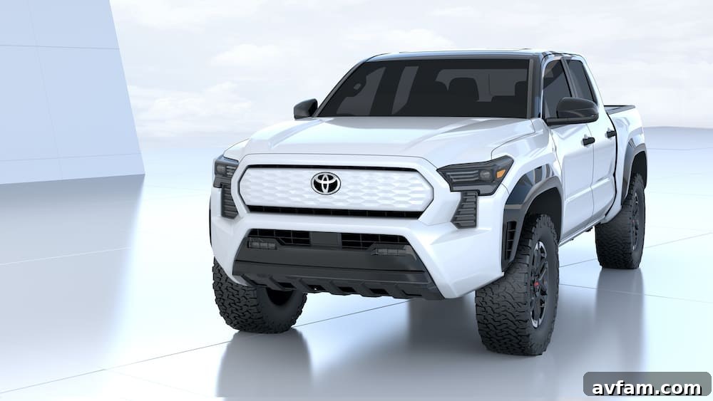 Wide shot of multiple Toyota BEV concepts in a studio setting