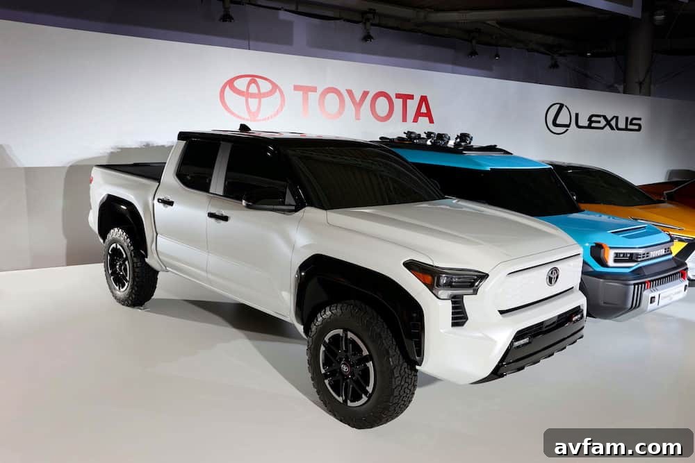 Toyota's future electric vehicle lineup on display, showcasing diverse models