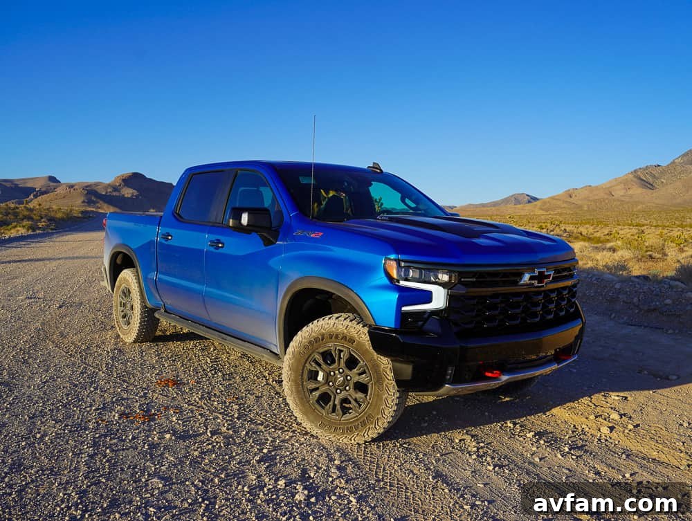 Chevy Silverado ZR2 from the side, showcasing ground clearance