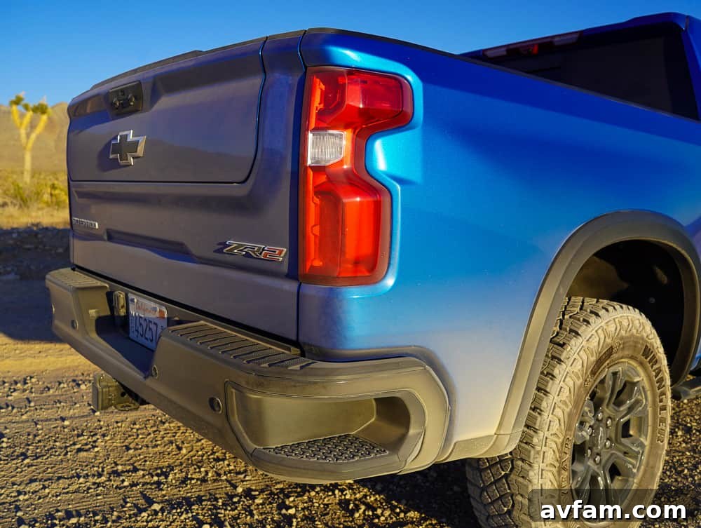 Side profile of Chevy Silverado ZR2 against a clear sky