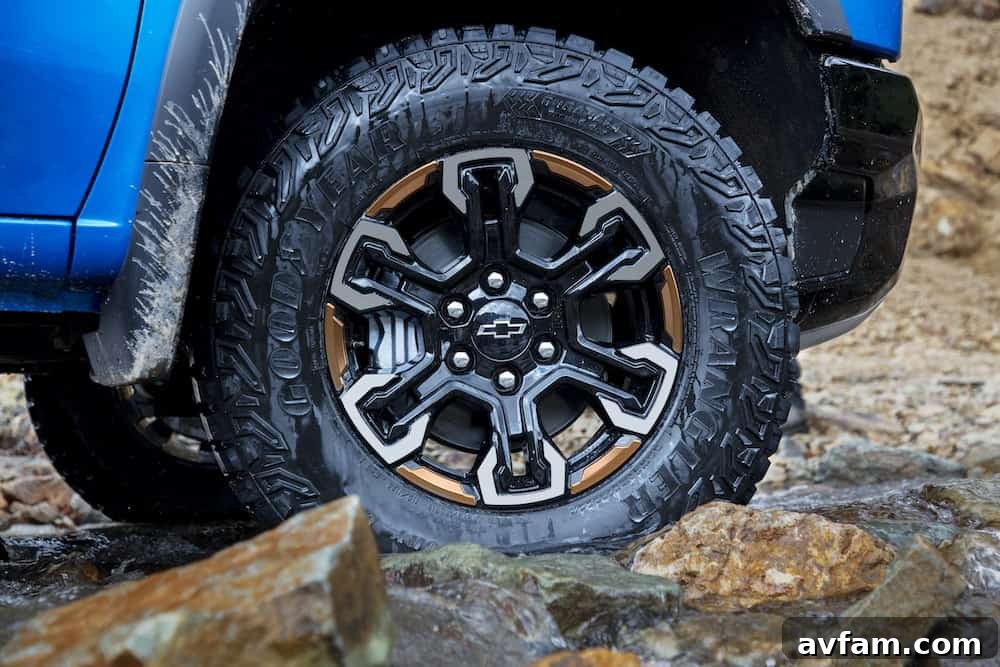 Front view of the 2022 Chevy Silverado 1500 ZR2 showing redesigned bumper and tires