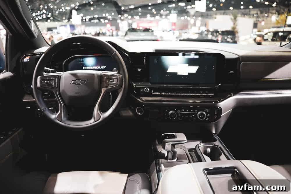 Chevy Silverado ZR2 infotainment screen and center console, LA Auto Show