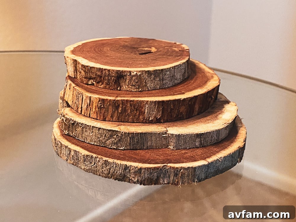 Set of wood coasters tied with twine, ready for gifting