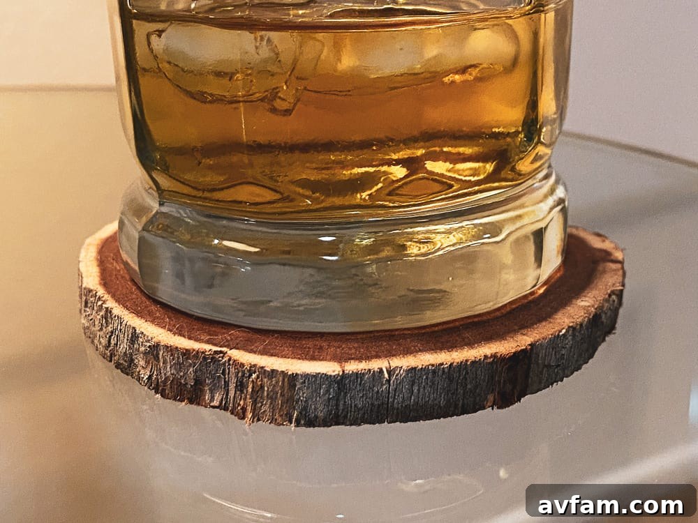 Neatly stacked wood coasters in different sizes