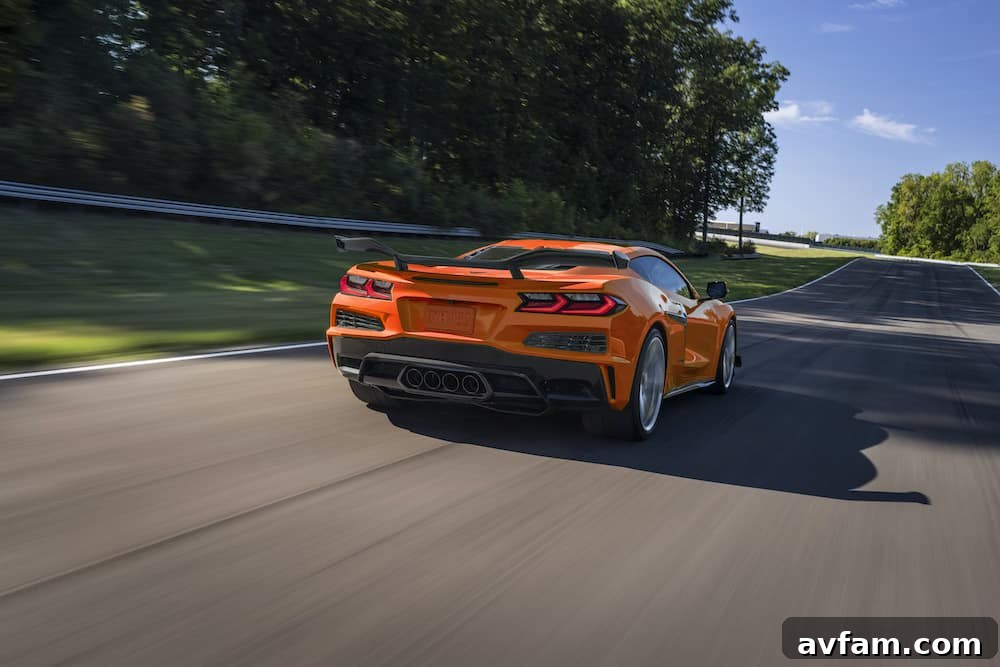 Side view of the LT6 engine in the 2023 Corvette Z06, showcasing its intricate design.