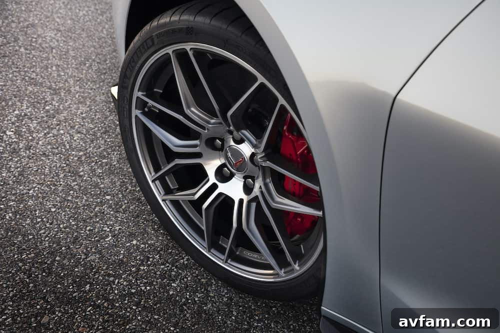 Detailed front view of the 2023 Chevrolet Corvette Z06, emphasizing its wide grille and air intakes.