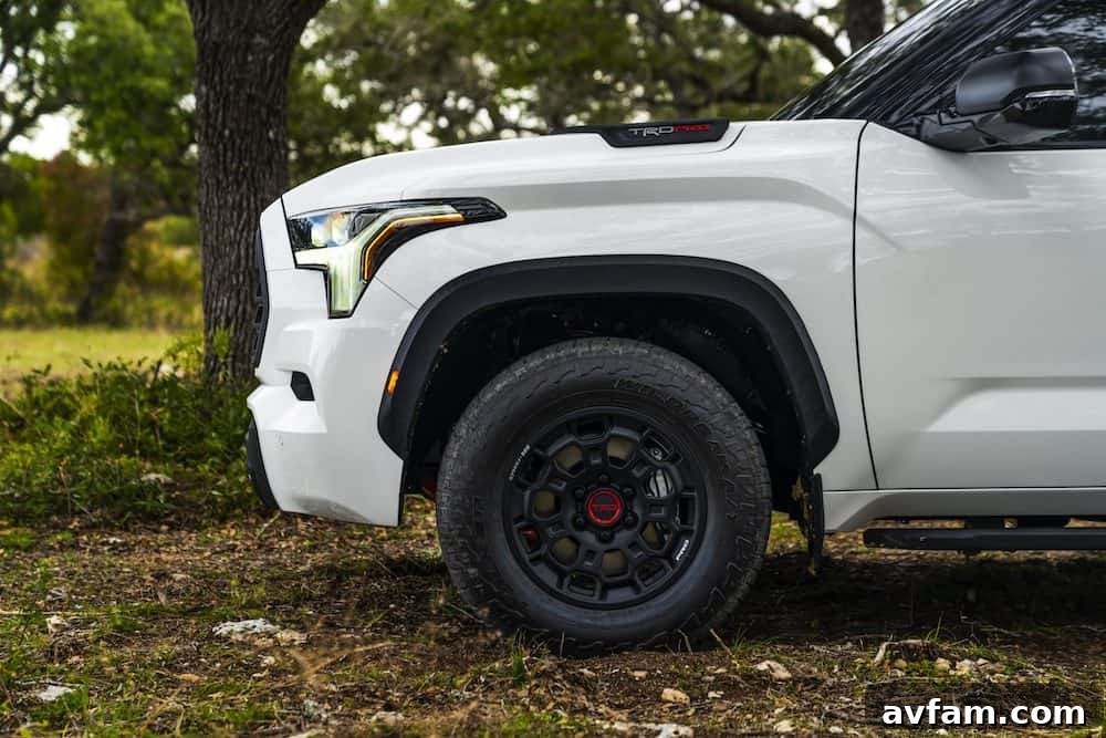 Detail shot of the 2023 Toyota Sequoia's rugged wheels and tires, ready for adventure.