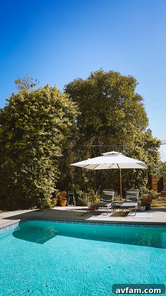 Vertical shot of the redwood deck, emphasizing its natural beauty and craftsmanship