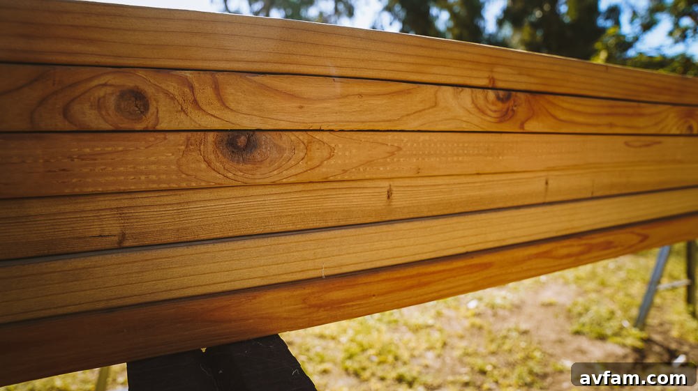 Close-up of the FSC certification logo on Mendocino Redwood lumber