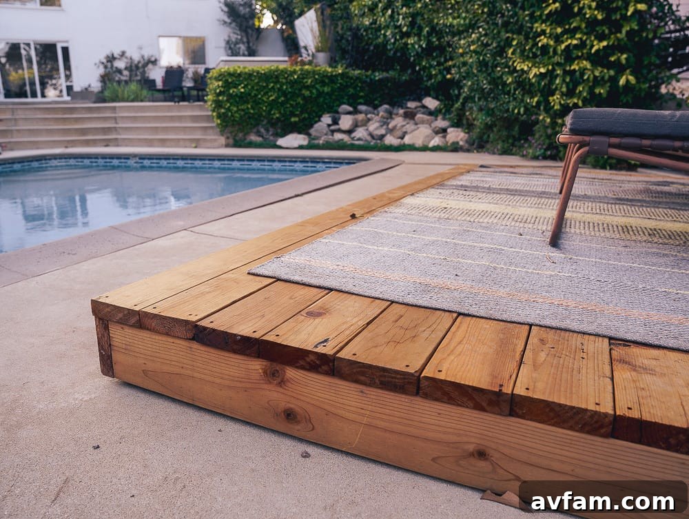 Finished raised redwood deck