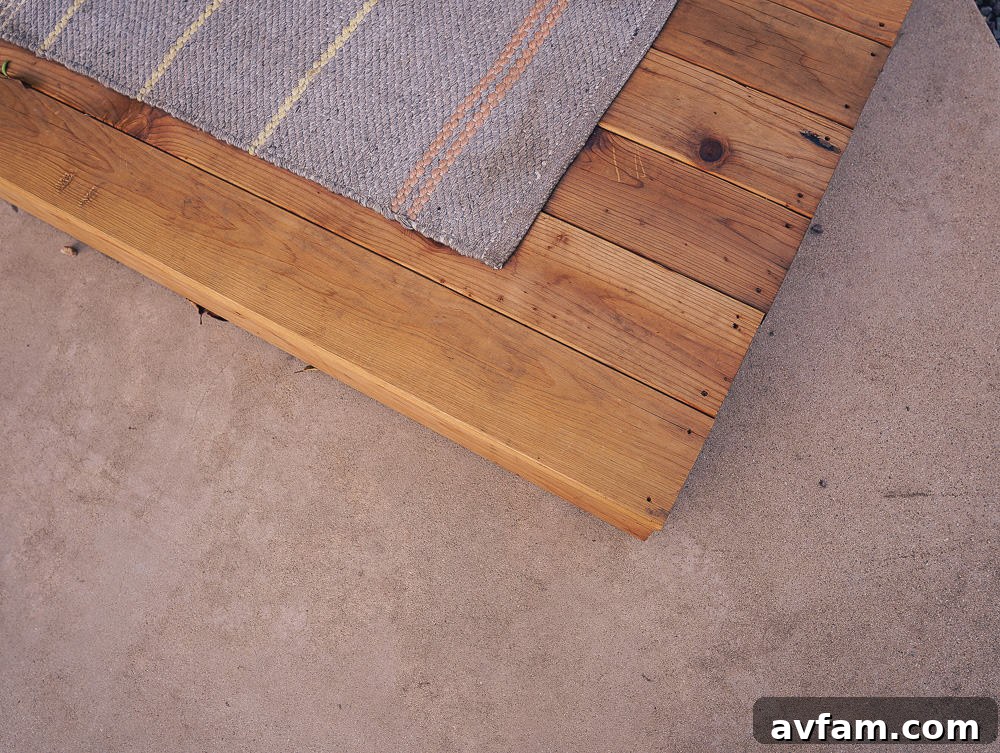 A closer view of the deck planks