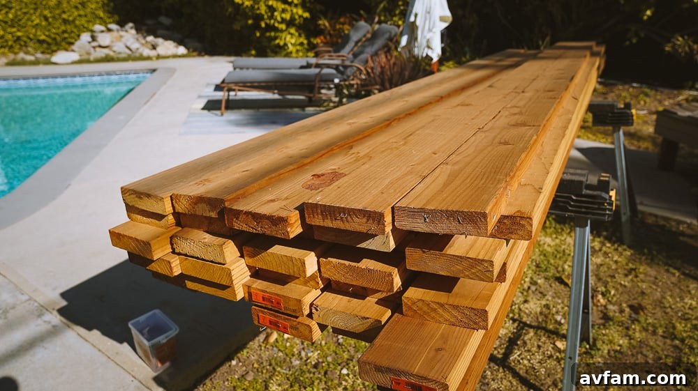 Stack of Mendocino Redwood lumber
