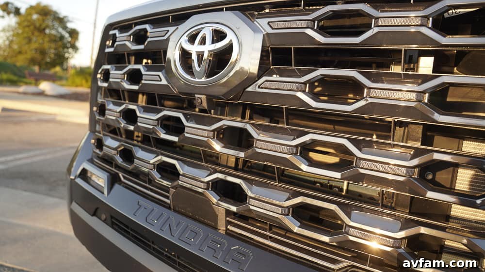 The Tundra's robust gear shifter and surrounding console controls.