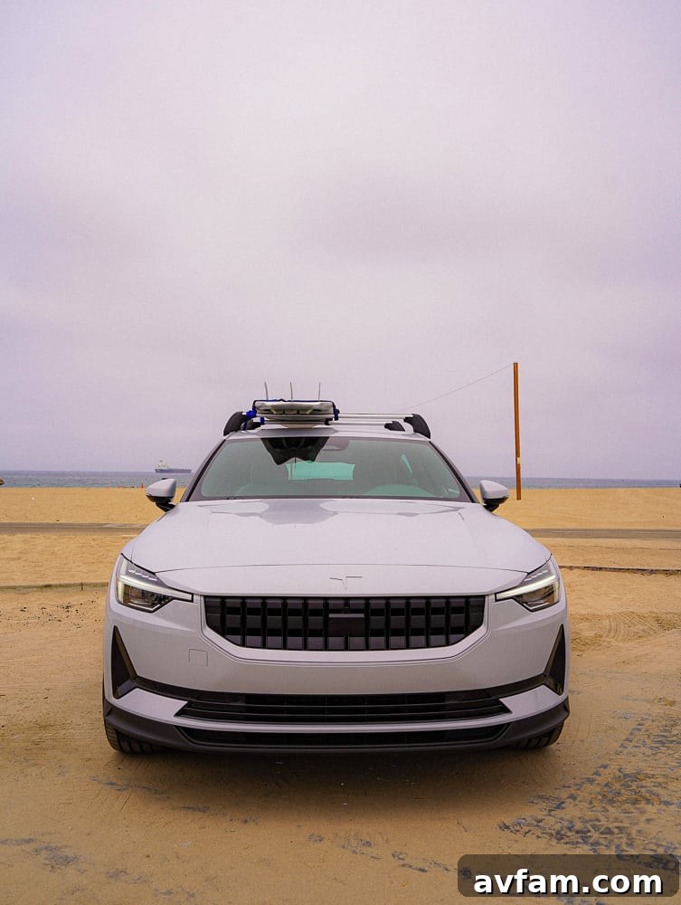 Polestar 2 parked with its charging port open, indicating active charging