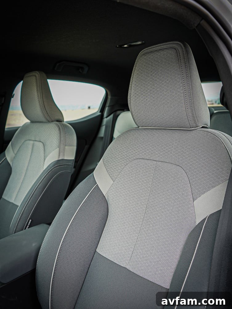 Close-up of Polestar 2's minimalist interior features