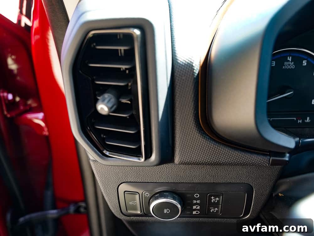 Close-up of the Bronco Sport's functional hood vents or design elements.