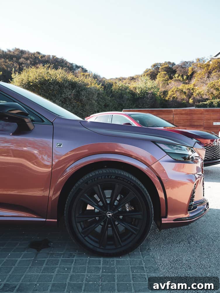 Close-up of the 2023 Lexus RX 500h F Sport Performance dashboard, showing the digital gauge cluster.