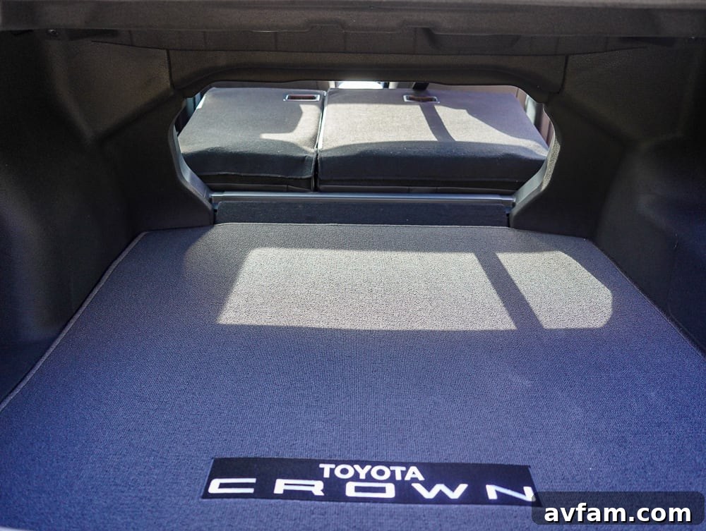 Toyota Crown Rear View Rear view of the 2023 Toyota Crown, emphasizing its unique character.