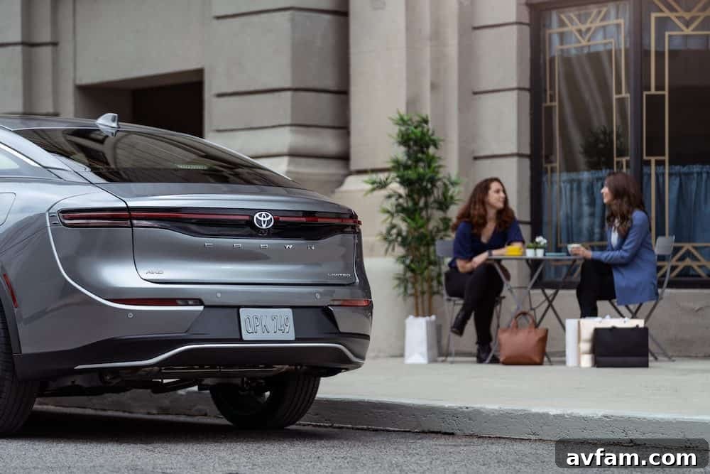 Toyota Crown Studio High Angle High-angle press photo of the 2023 Toyota Crown's front.
