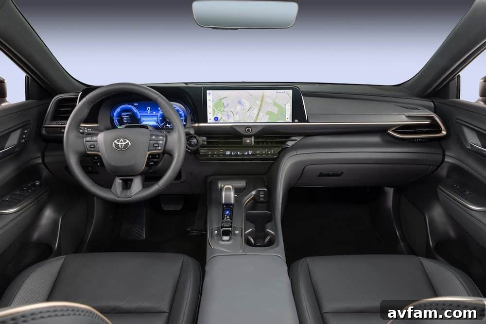 Toyota Crown Sophisticated Interior Press photo showcasing the sophisticated interior of the 2023 Toyota Crown.