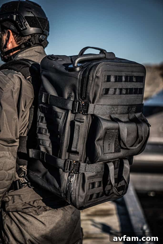Subtech Pro Stealth 50L Drybag Subtech Pro Stealth 50L Drybag showcasing its robust design and urban usability.