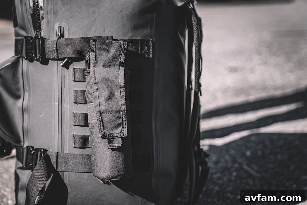 Sleek and functional design Subtech Pro Stealth 50L Drybag from a different angle, showing its sleek profile.