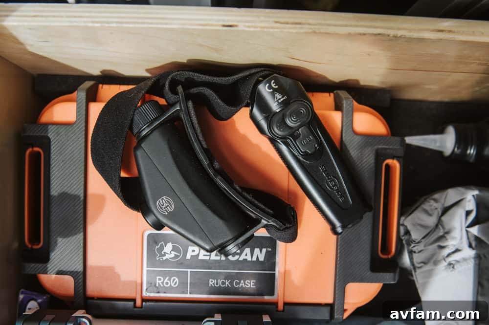 Maximus Charging Features Surefire Maximus headlamp showing charging port and indicator