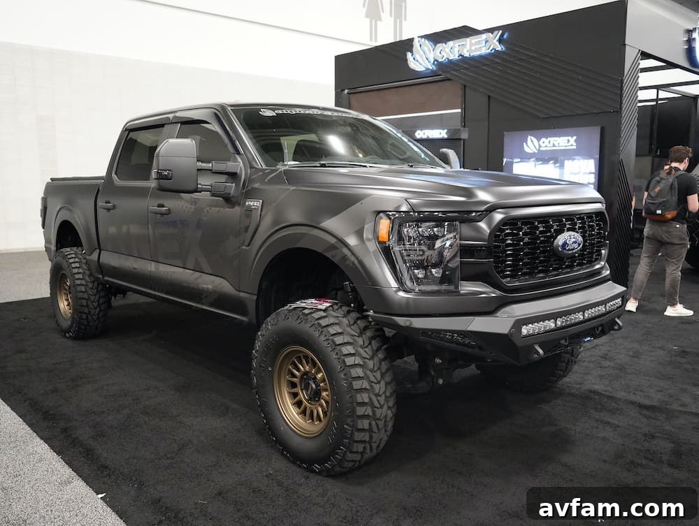 SEMA 2023 Custom Truck Highlight Customized Ford F-150 pickup truck on display at SEMA