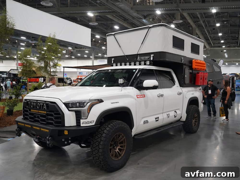 SEMA Custom Suspension Modified full-size truck with custom paint and suspension