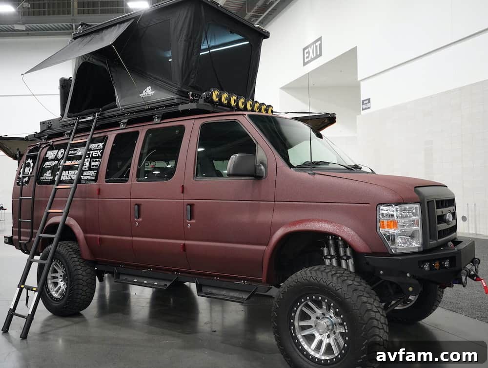 SEMA Lifted Suspension Detailed view of a truck's lifted suspension and wheel well at SEMA