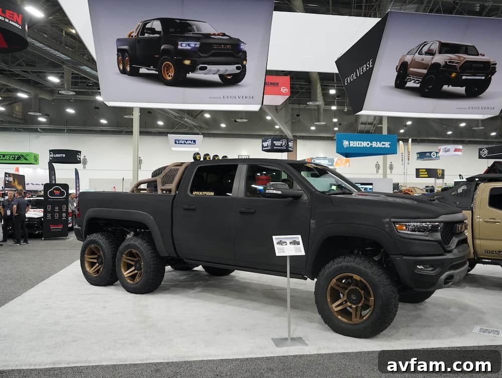 SEMA Off-Road Protection Off-road truck with extensive lighting and protection at SEMA