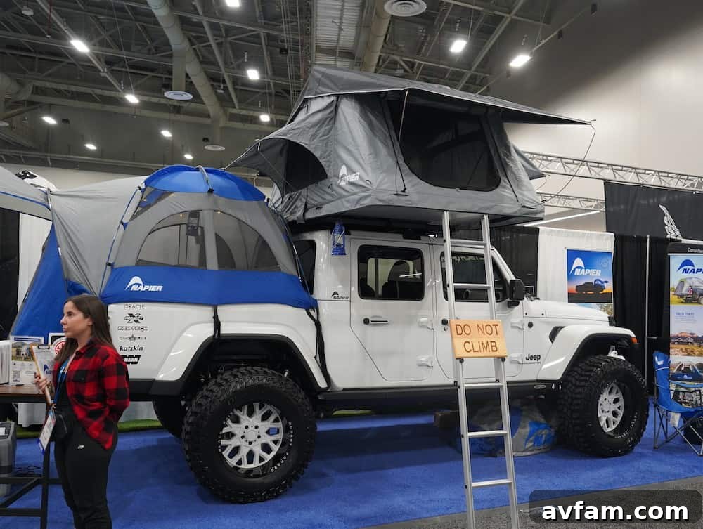 SEMA 2023 Off-Road Truck Detailed view of a lifted custom truck at SEMA