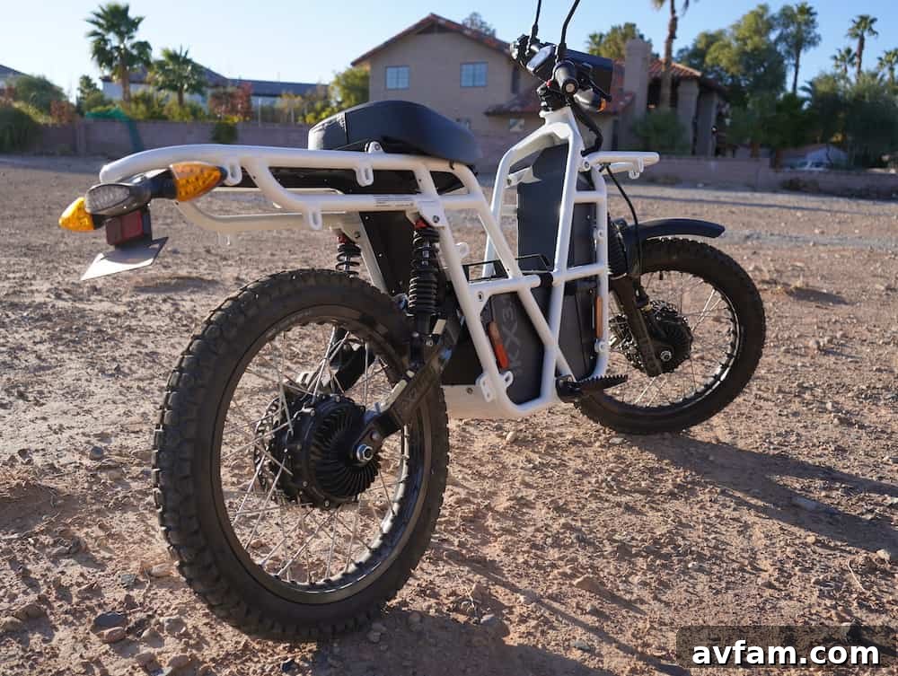 UBCO 2x2 electric bike loaded with cargo bags, ready for adventure