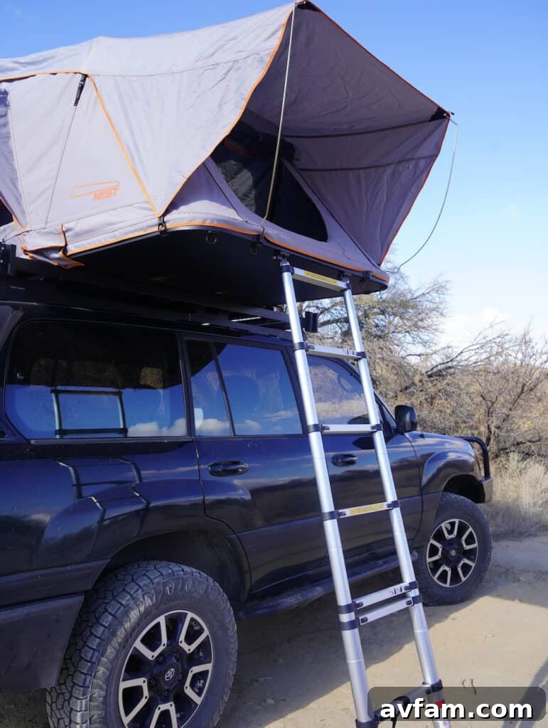 Condor Overland Open Profile Side view of the Condor Overland showing its profile when open