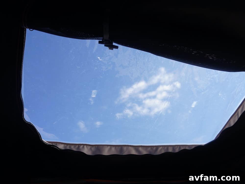 Condor Overland Interior Interior view of Roofnest Condor Overland showing spaciousness and windows