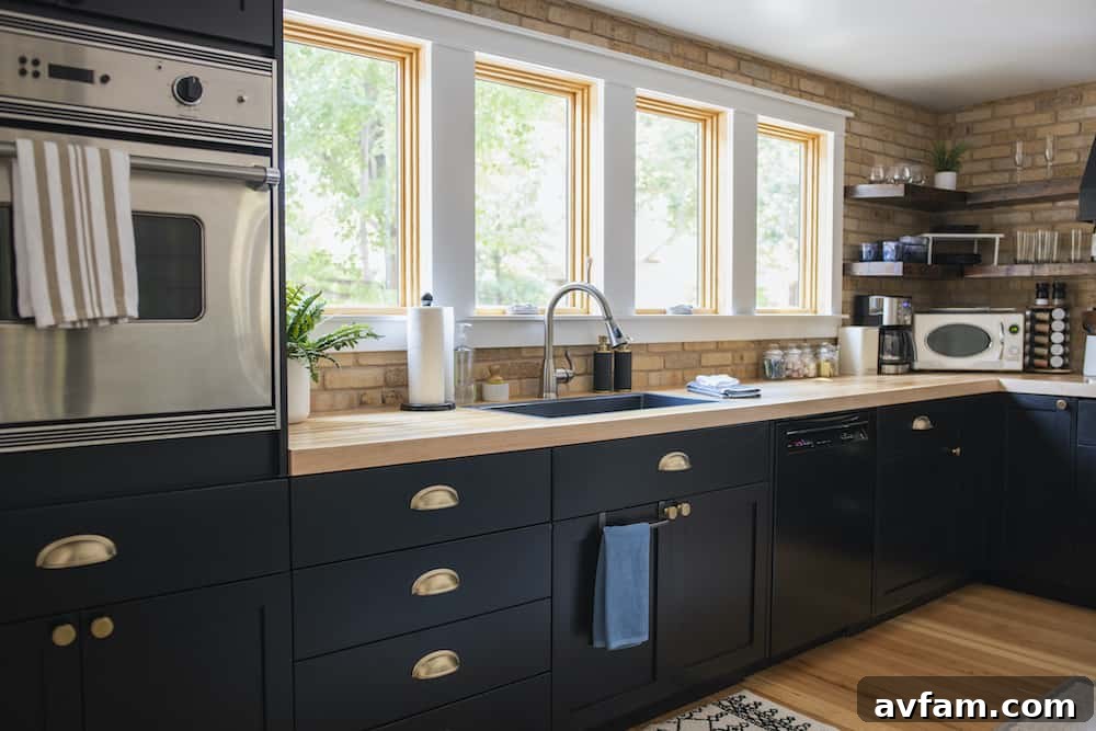 Painted kitchen cabinets with new hardware