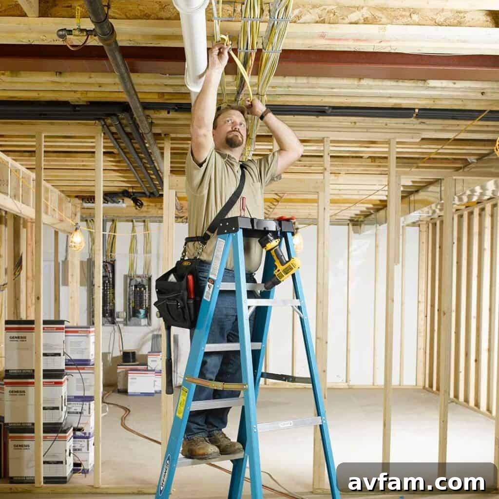 Professional Ladder Design A Werner ladder standing prominently, showcasing its professional design and sturdy build quality.