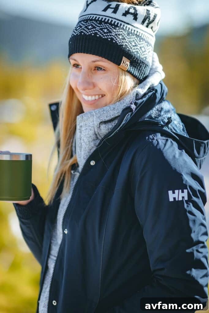 Woman walking in Helly Hansen jacket