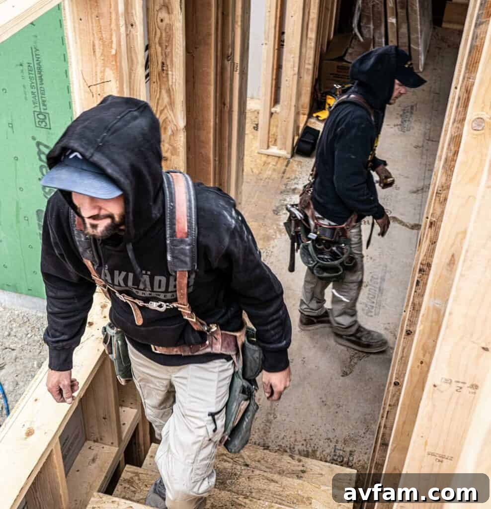Close-up of Blaklader work pants with reinforced knees and functional tool pockets, highlighting robust construction.