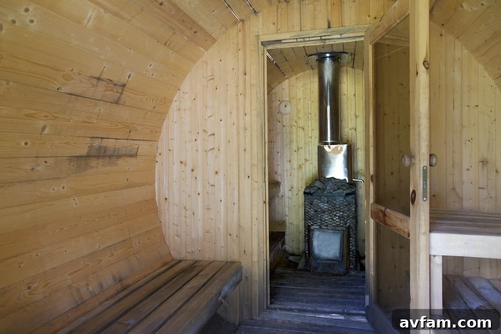 barrel sauna interior