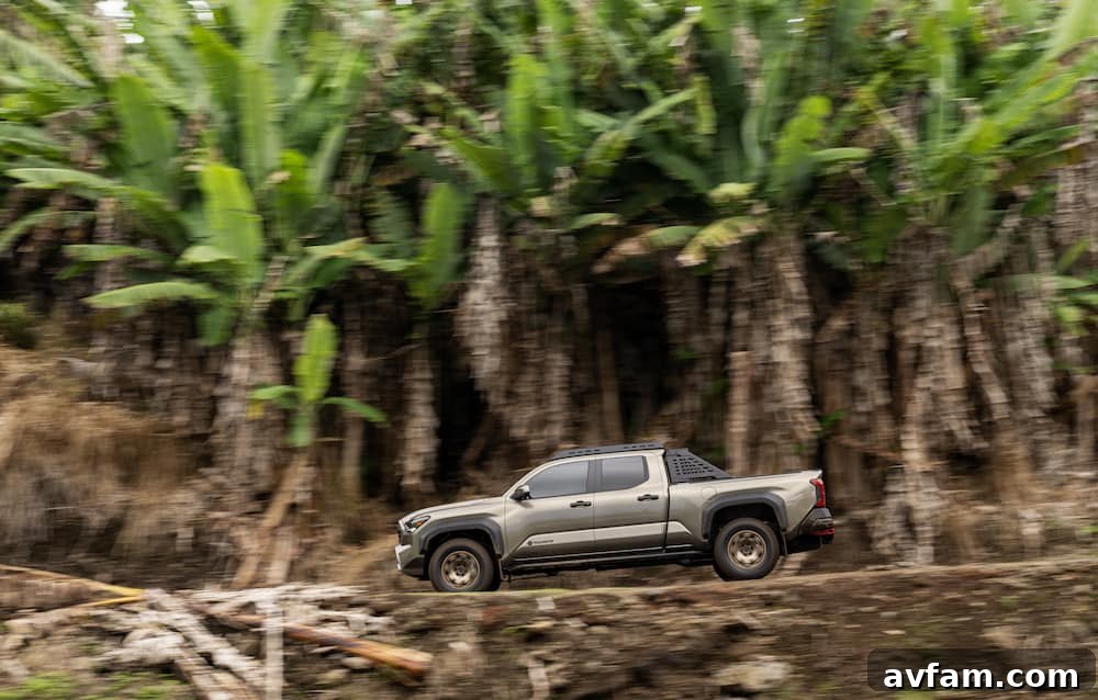 Front quarter view of the 2024 Toyota Tacoma Trailhunter with snorkel